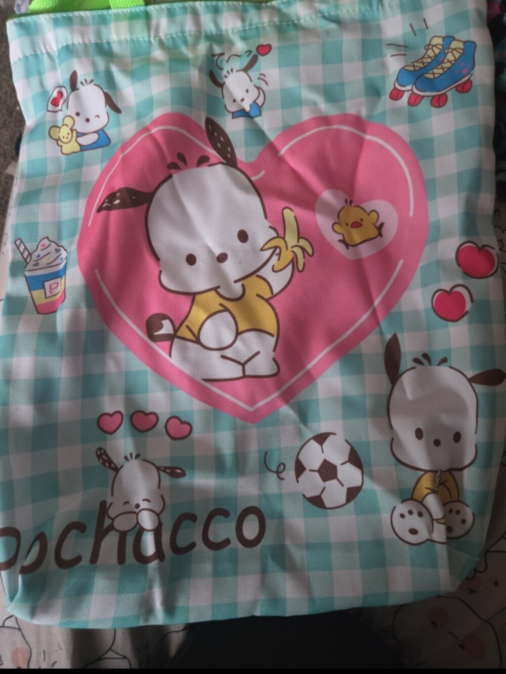 Sanrio Pochacco Zipper Bag - Pink, Mint & Yellow